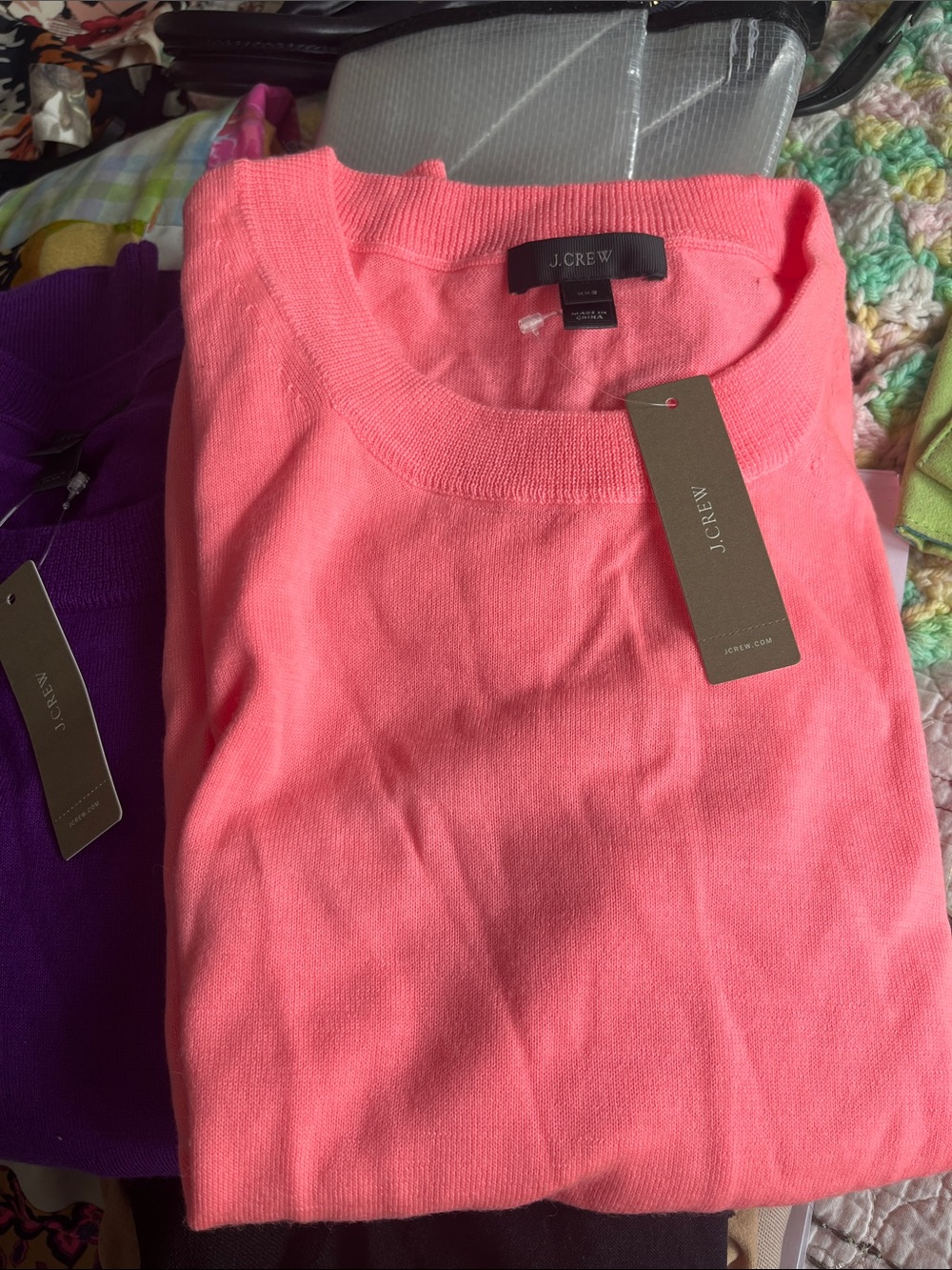 J. JCrew Coral and Purple xxs and xs Crewneck Sweater